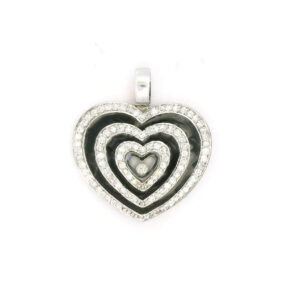 #150 Anhänger Herz aus Weißgold mit „Moving Diamant“ | Heart Pendant In White Gold With “Moving Diamond”