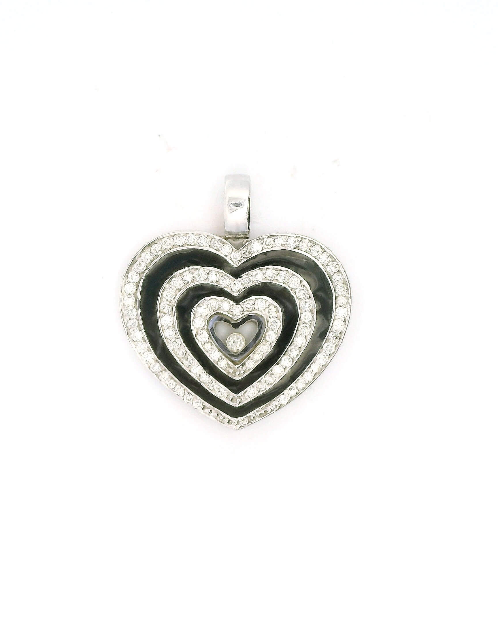 #150 Anhänger Herz aus Weißgold mit „Moving Diamant“ | Heart Pendant In White Gold With “Moving Diamond”