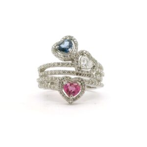 #154 Ring aus Weißgold mit Brillanten/Diamant, Herz, Rubin und Saphir | Ring In White Gold With Diamonds, Heart, Ruby And Sapphire