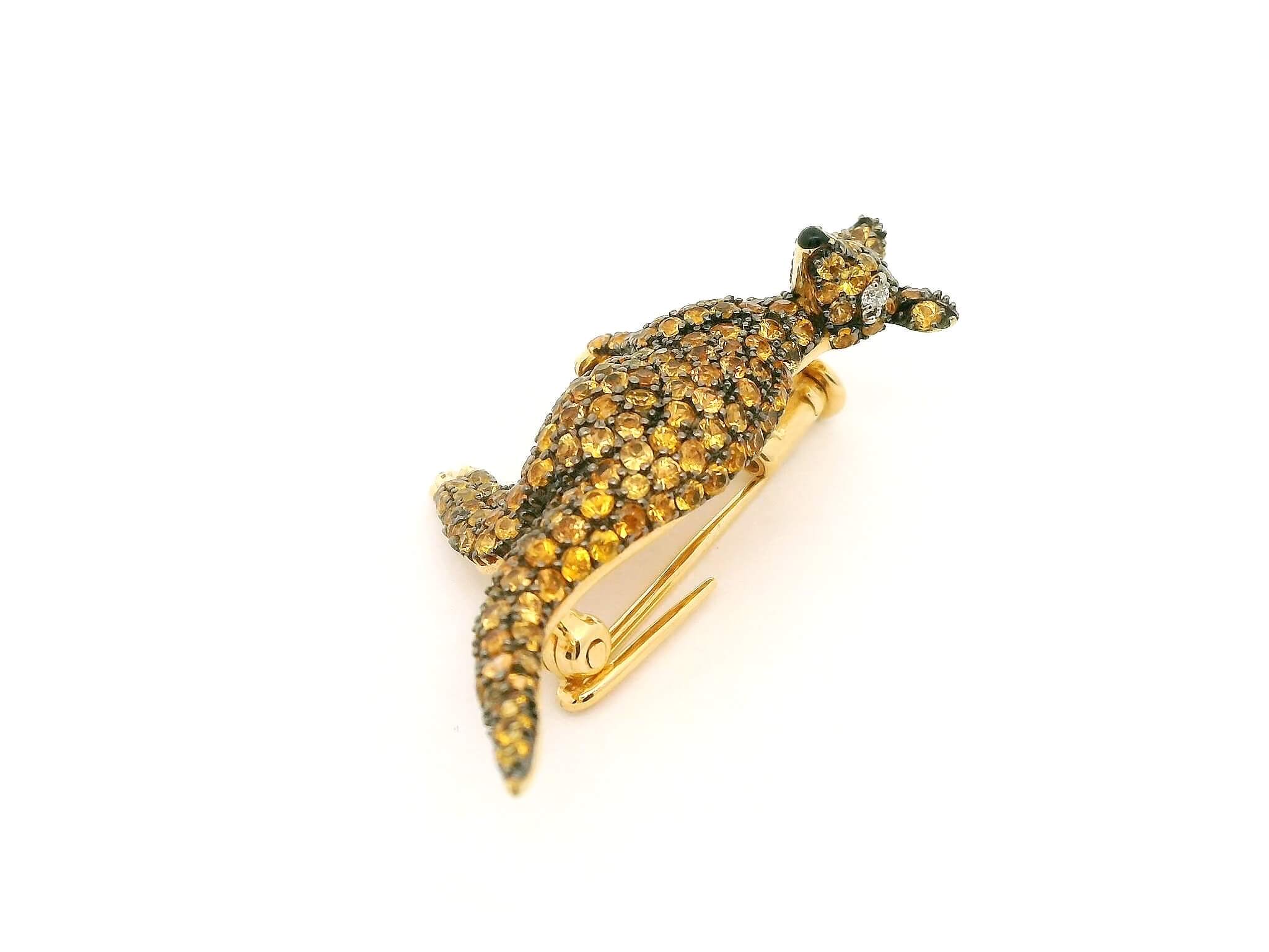 #155 Brosche Gelbgold mit Brillanten und gelben Saphiren | Yellow Gold Brooch with Diamonds and Yellow Sapphires - Image 2