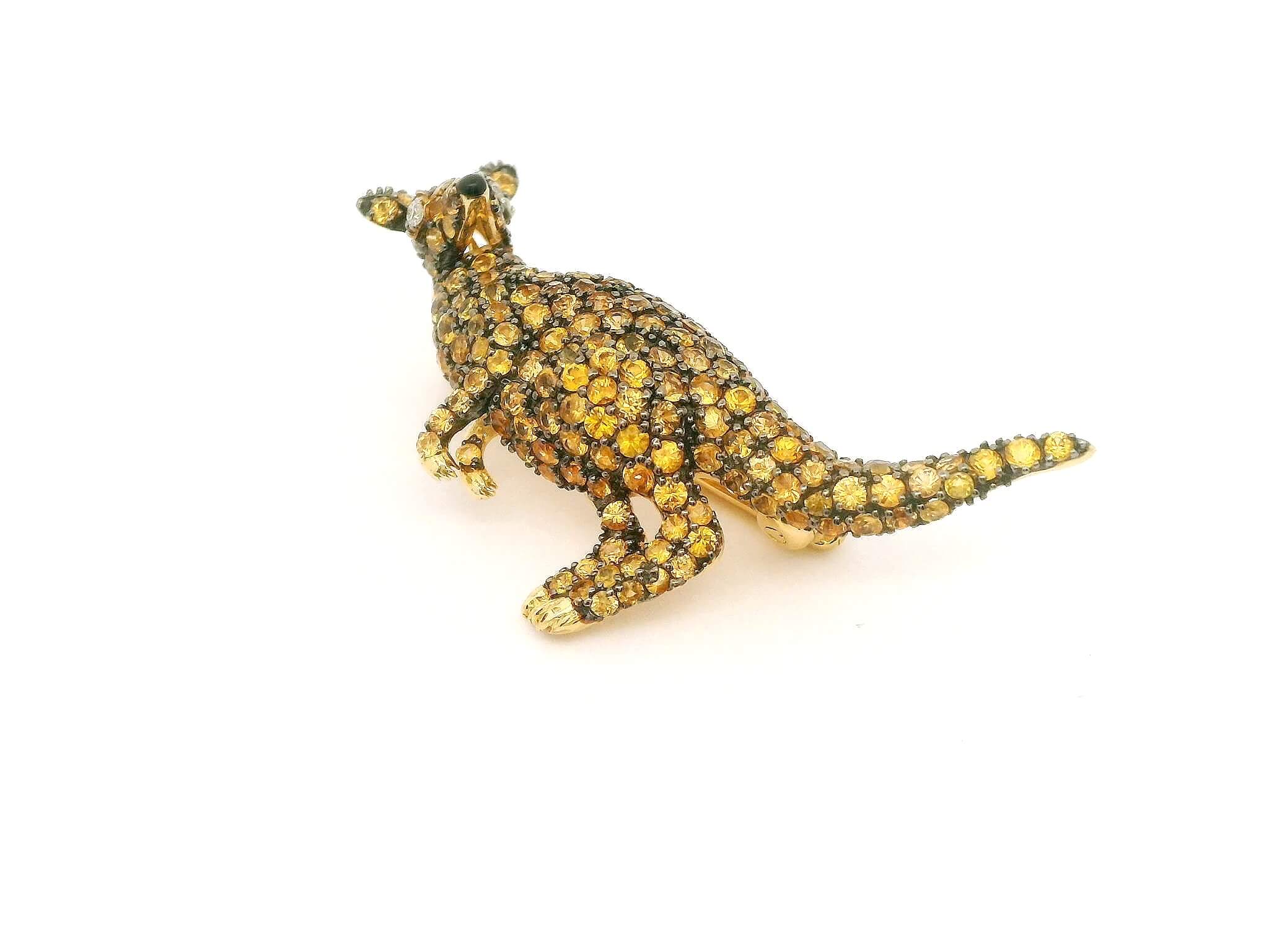 #155 Brosche Gelbgold mit Brillanten und gelben Saphiren | Yellow Gold Brooch with Diamonds and Yellow Sapphires - Image 6