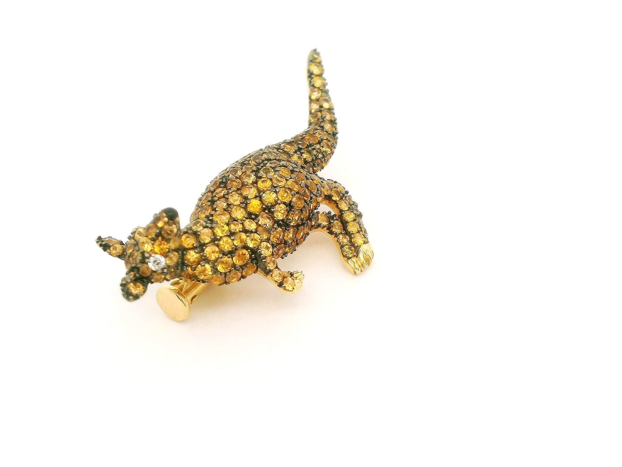 #155 Brosche Gelbgold mit Brillanten und gelben Saphiren | Yellow Gold Brooch with Diamonds and Yellow Sapphires - Image 5