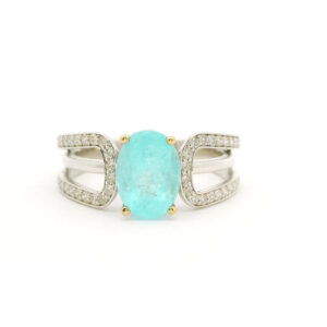 #156 Ring Weißgold mit Brillanten und einen Paraiba Turmalin | Ring White Gold With Diamonds And A Paraiba Tourmaline