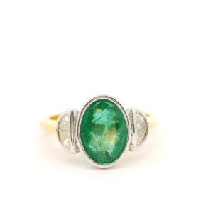 #158 Ring Gelb/Weißgold mit Diamanten und einen Smaragd | Ring Yellow/White Gold With Diamonds And An Emerald