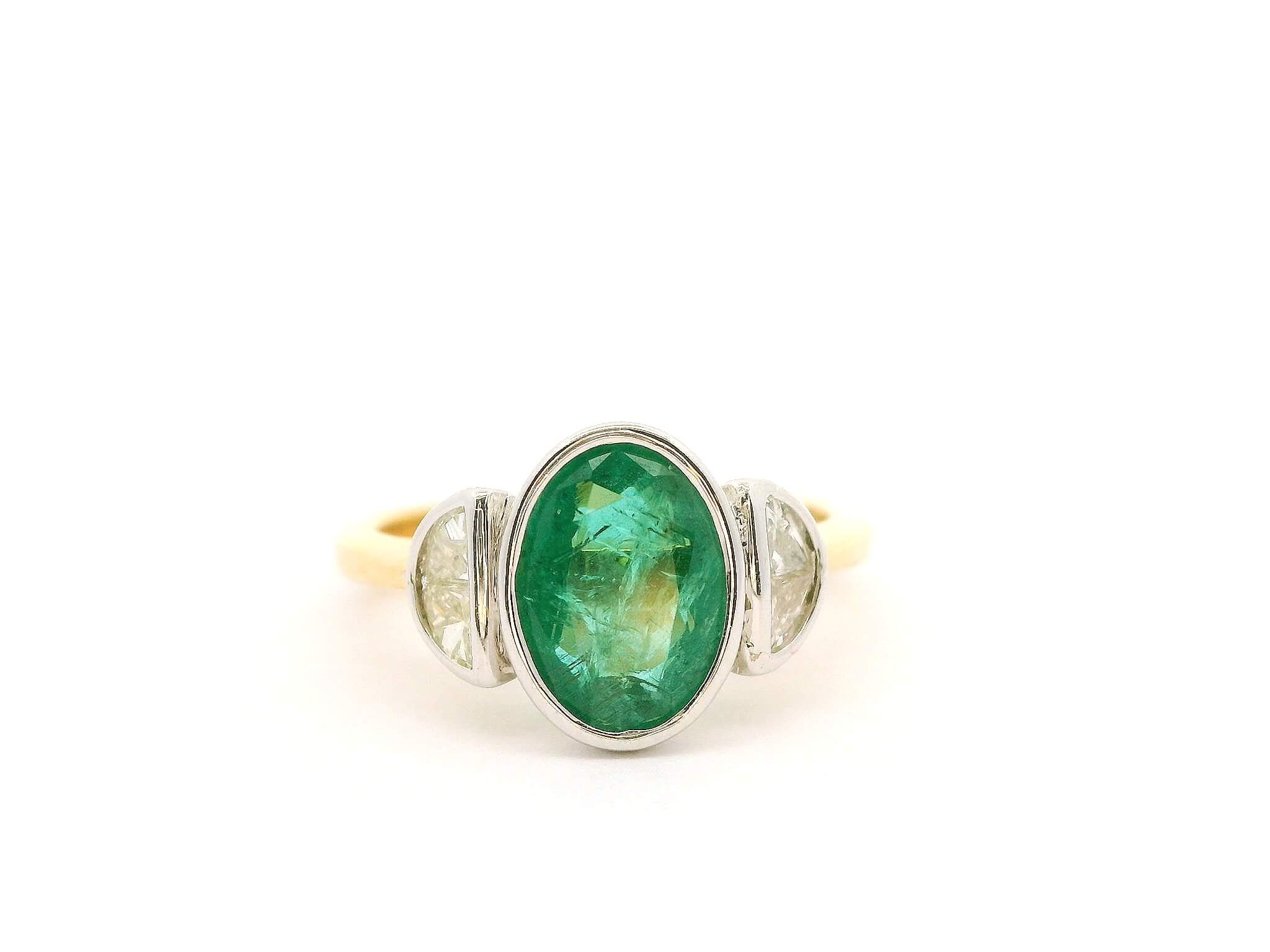 #158 Ring Gelb/Weißgold mit Diamanten und einen Smaragd | Ring Yellow/White Gold With Diamonds And An Emerald