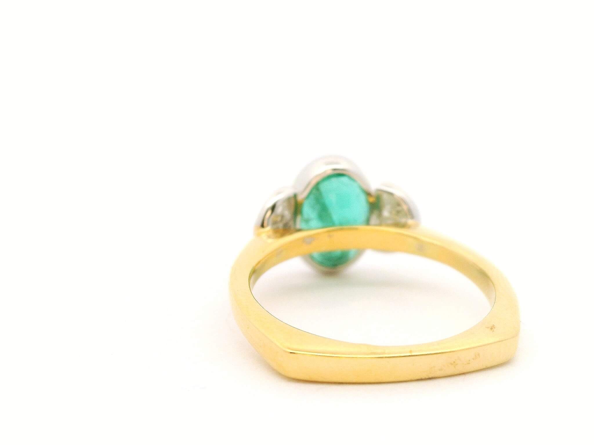 #158 Ring Gelb/Weißgold mit Diamanten und einen Smaragd | Ring Yellow/White Gold With Diamonds And An Emerald - Image 4