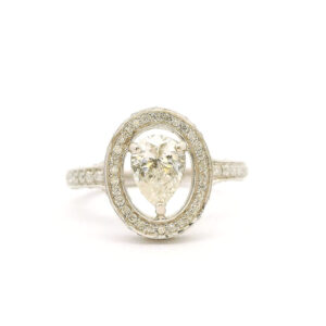 #160 Ring Weißgold mit Brillanten und einen Diamanttropfen | Ring Weißgold Mit Brillanten Und Einem Diamanttropfen