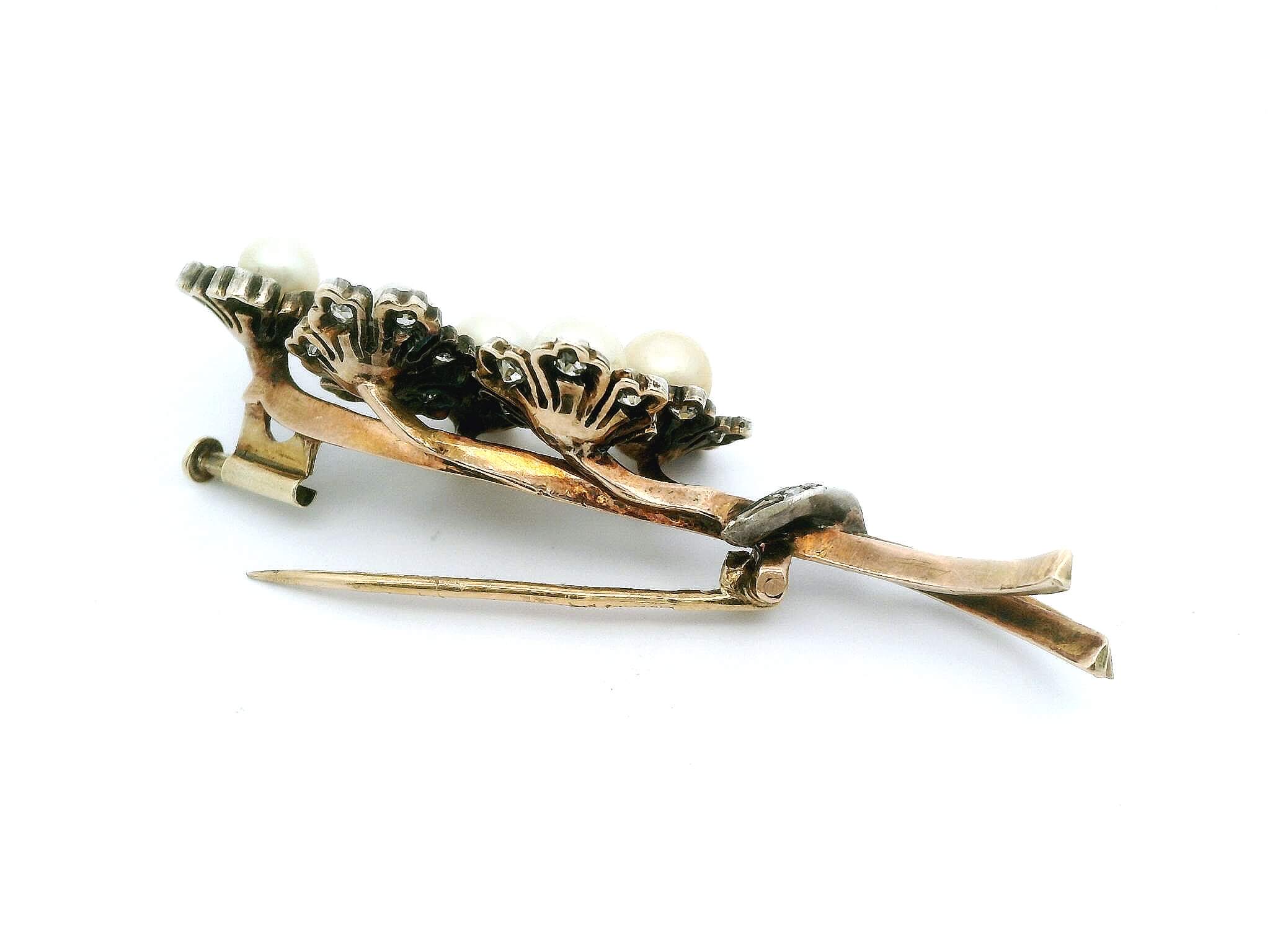 #162 Brosche Gelbgold und Silber | Yellow Gold and Silver Brooch - Image 2