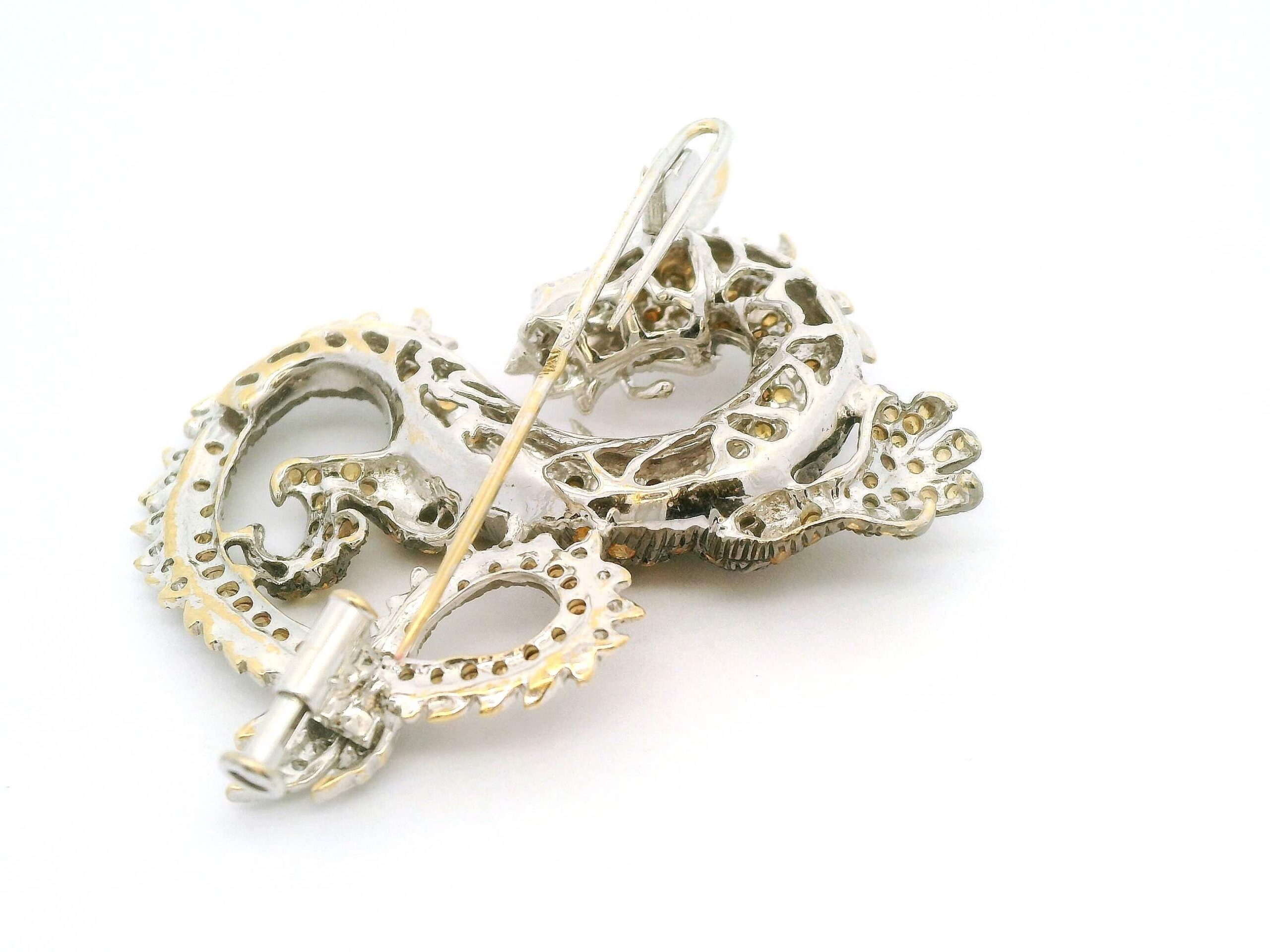 #165 Brosche Gelbgold mit Brillanten und orangen Saphiren | Brooch Yellow Gold With Diamonds And Orange Sapphires - Image 2