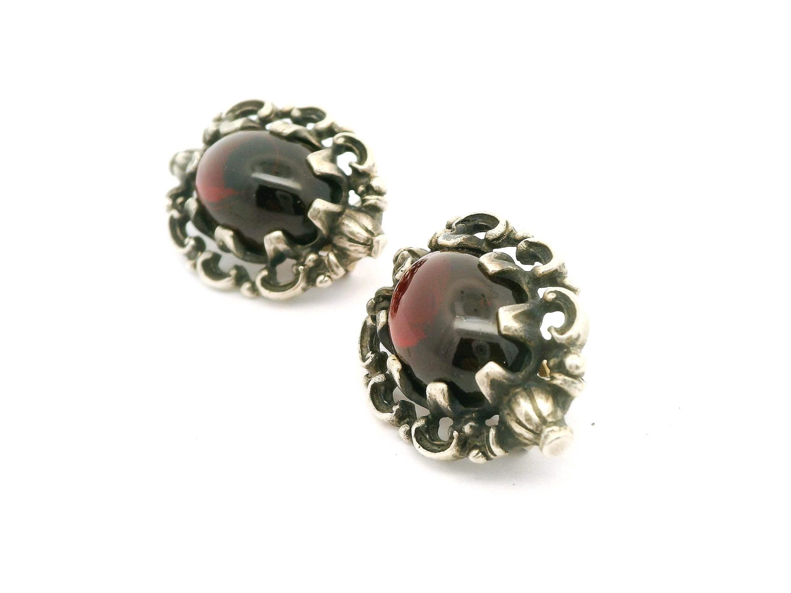 #265 Ohrclipse aus Silber mit Granaten | Earrings Silver with Garnets - Image 3