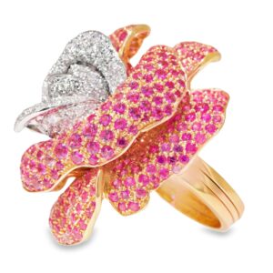 #313Ring aus Rotgold mit Brillanten und Saphiren | Ring In Rose Gold With Brilliant-Cut Diamonds And Sapphires