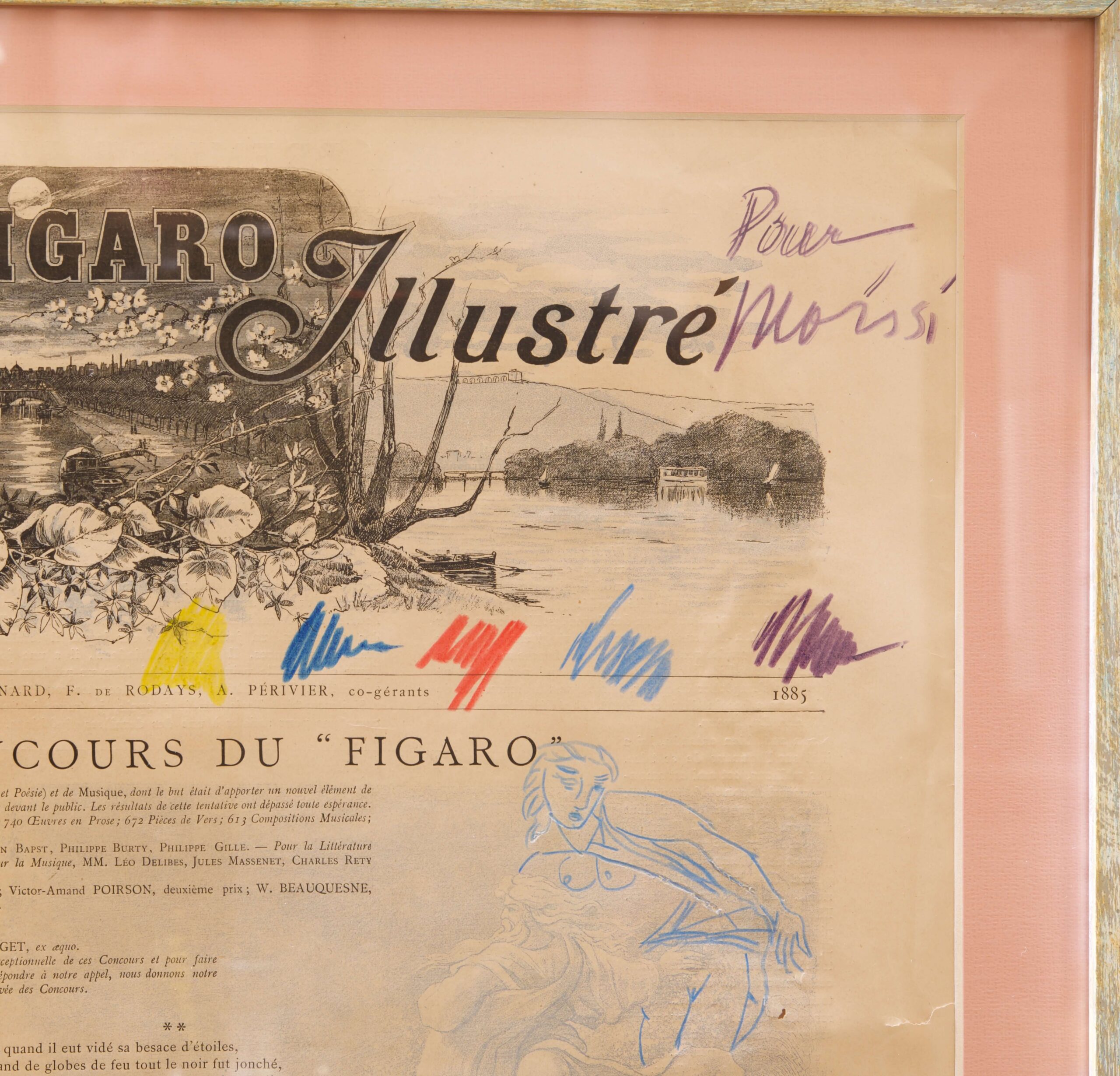 #351Picasso*-Zeichnung auf Le Figaro Illustriertes Zeitungsblatt von 1885 | Picasso* Drawing On Le Figaro Illustrated Newspaper Page From 1885 - Image 3