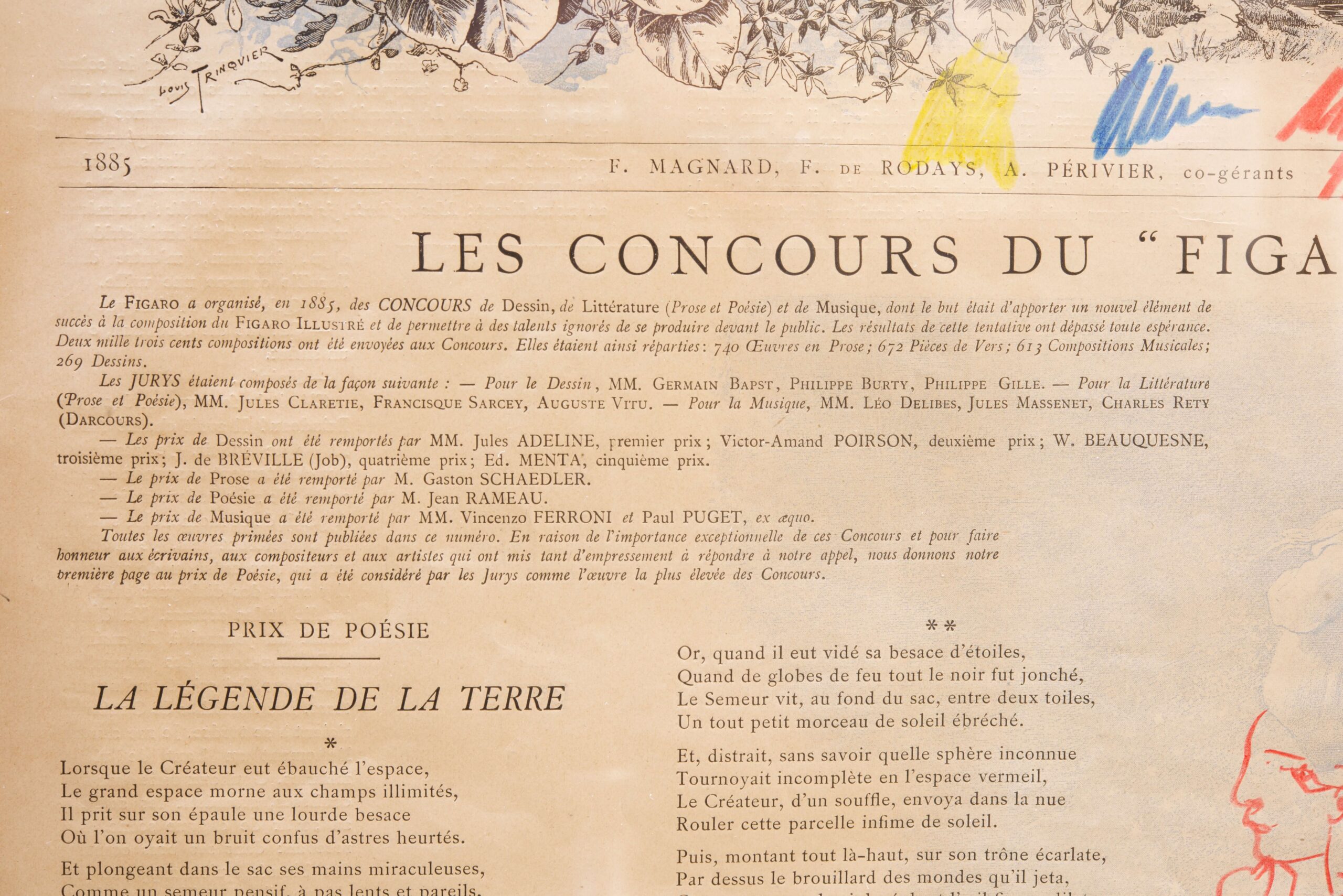 #351Picasso*-Zeichnung auf Le Figaro Illustriertes Zeitungsblatt von 1885 | Picasso* Drawing On Le Figaro Illustrated Newspaper Page From 1885 - Image 4