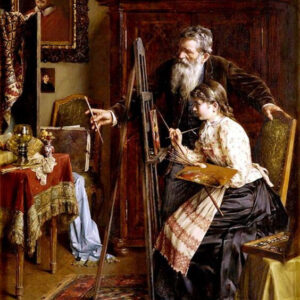 #60 Anton Müller 1853-1897, Die Malstunde | Anton Müller 1853-1897, The Painting Lesson
